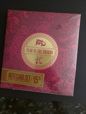 USPS Year of the Dragon Deluxe Notecard Set of 12 with Forever Stamps